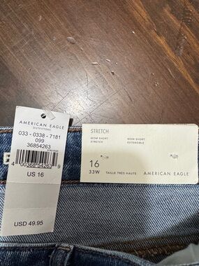 American Eagle Outfitters Distressed Dark Blue Denim Mom Shorts